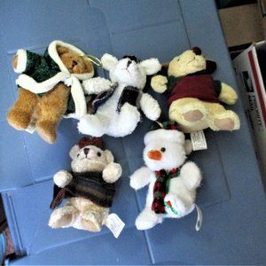 Vintage HUGFUN Set of 5 Plush Animal Ornaments